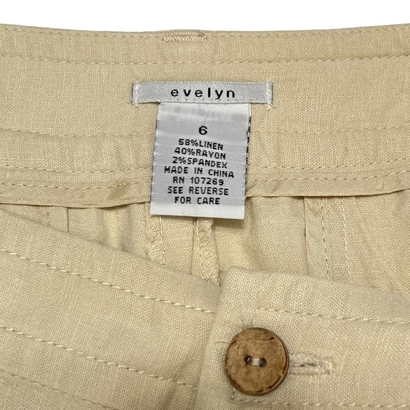 Evelyn Linen-Blend Cream Colored Trousers Size 6 - Picture 7 of 10